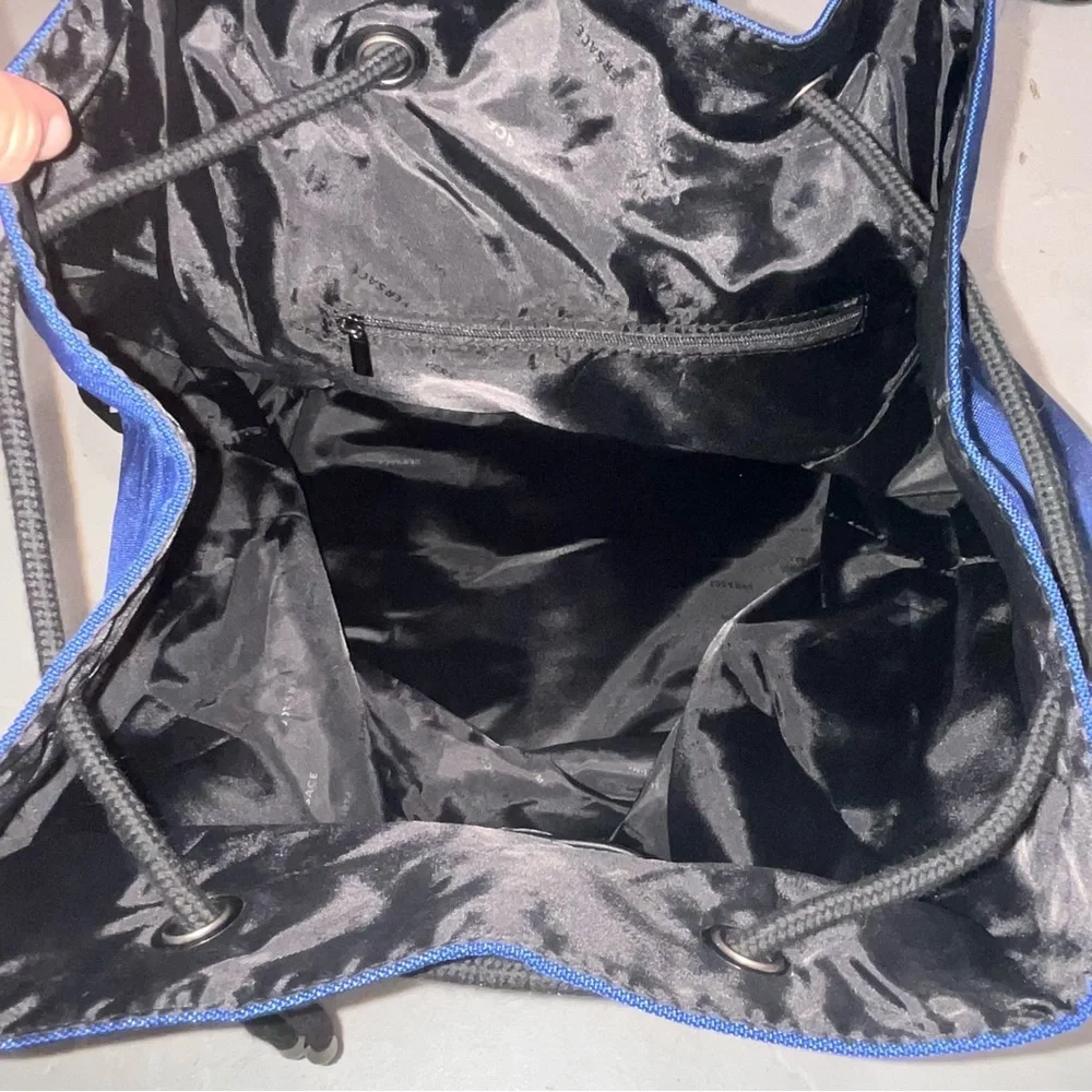 NEW Versace Parfums Navy Blue Drawstring Bucket Bag Backpack - Picture 7 of 9